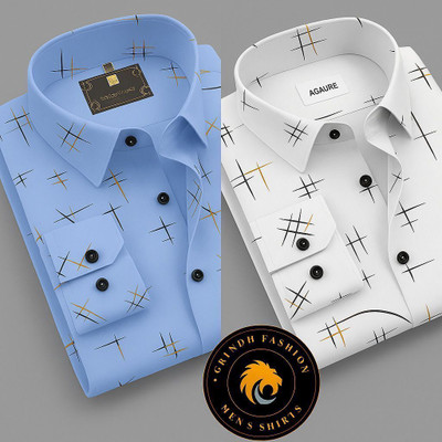 clinch fashion Men Striped Casual Black, Blue Shirt