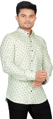 RAHUL LOOK Men Floral Print Casual Light Green Shirt