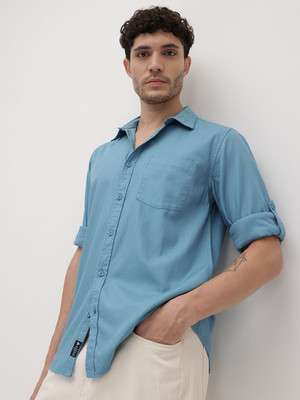 Roadster Men Solid Casual Blue Shirt