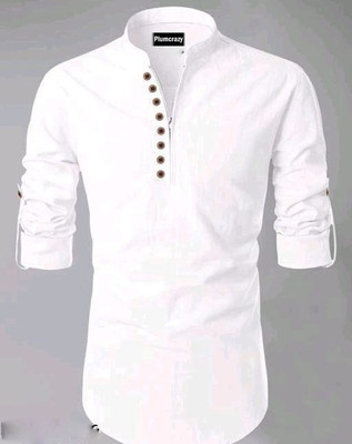 Plum Crazy Men Striped Straight Kurta(White)