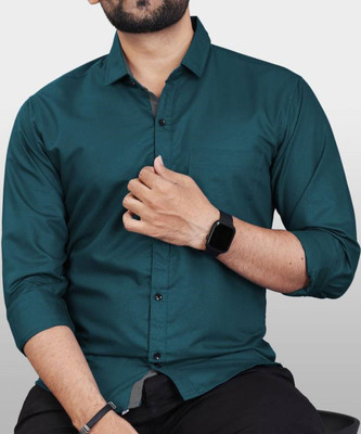 Tyzlo Men Solid Casual Dark Blue Shirt