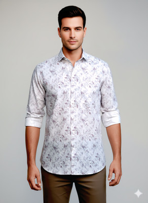 Sindon Rui Fashion Men Printed Casual White Shirt