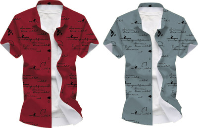 Lonexo Men Printed Casual Multicolor Shirt(Pack of 2)