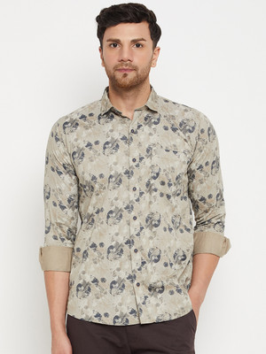 DUKE Men Printed Casual Beige Shirt