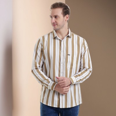 Sam Unique Man Men Striped Casual Brown Shirt