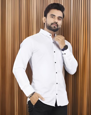 PAVITRAHUB Men Self Design Casual White Shirt