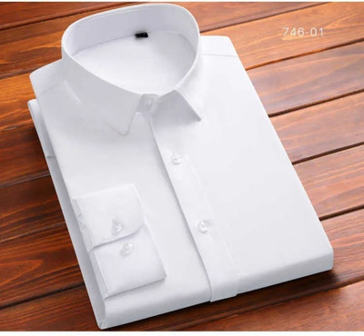Hityyani Men Solid Formal White Shirt
