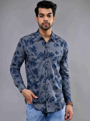 DEZANO Men Printed Casual Dark Blue, Blue, White Shirt