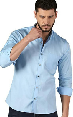 Style Nest Men Solid Casual Blue Shirt
