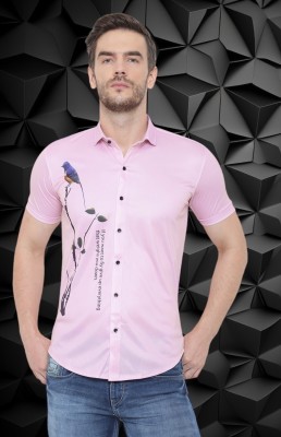 LAMBOO Men Printed Casual Pink Shirt