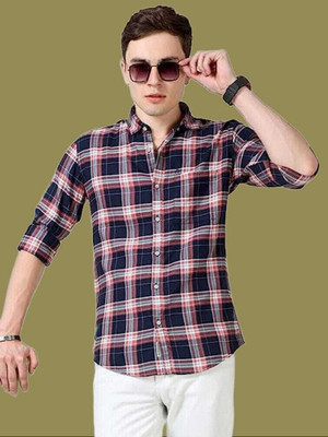 Manav Creation Men Checkered Formal White Shirt