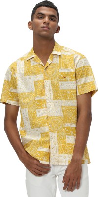MUFTI Men Printed Casual Yellow Shirt