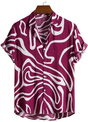 THEBROSSCO Men Printed Casual Maroon Shirt