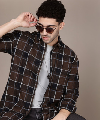 Roadster Men Checkered Casual Brown, Black Shirt