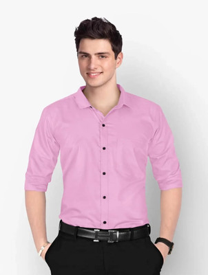 Neviq Trend Men Solid Casual Pink Shirt