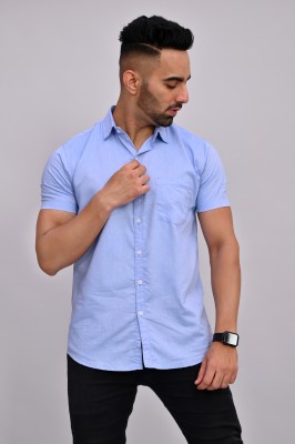 La Touch Premium Men Solid Casual Light Blue Shirt