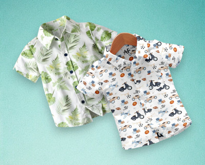 RAVYA TRENDZ Boys Printed Casual Multicolor Shirt(Pack of 2)