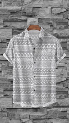 Sedum Sestri Men Printed Casual Grey, White Shirt