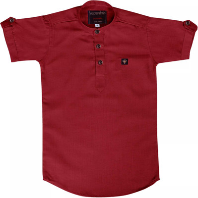 Kuwarshah Boys Solid Casual Maroon Shirt
