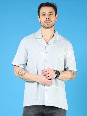 V-MART Men Printed Casual Grey Shirt