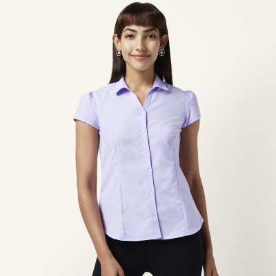 Annabelle by Pantaloons Women Solid Casual Purple Shirt