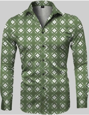 GANGAUR CREATION Men Printed Casual Green Shirt