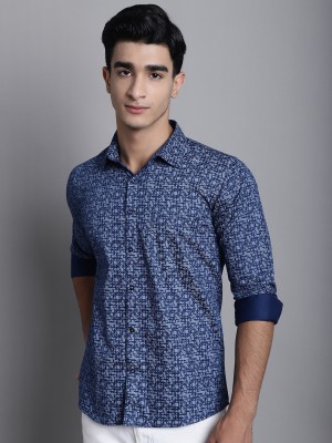 ARMAAN ETHNIC Men Printed Casual Dark Blue, Blue Shirt