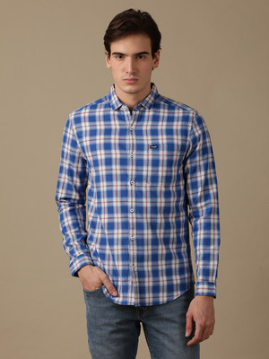 Wrangler Men Checkered Casual Blue, White, Maroon Shirt