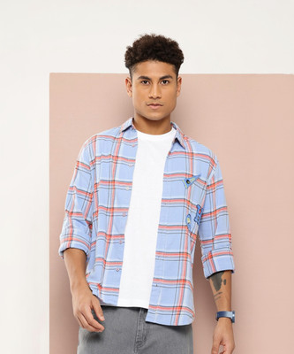 HARVARD Men Checkered Casual Blue Shirt