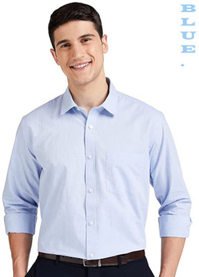 Pribha Fashion Men Solid Formal Light Blue Shirt
