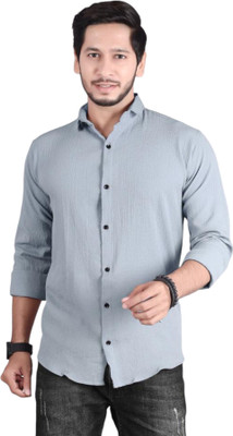 Parth Creation Men Self Design Casual Grey Shirt