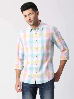 Pepe Jeans Men Checkered Casual Pink Shirt