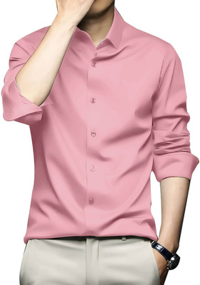 DENEEJA Men Solid Party Pink Shirt