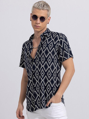 TIGERSNAKE Men Printed Casual Black, White Shirt