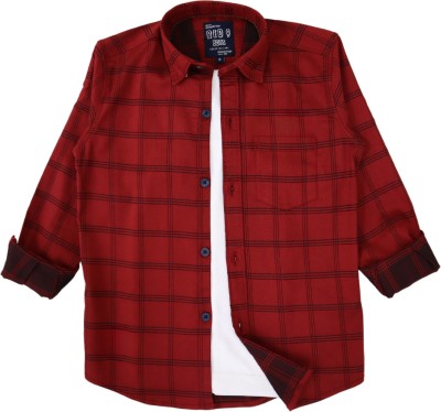 ROCKET SCIENCE Boys Checkered Casual Red Shirt