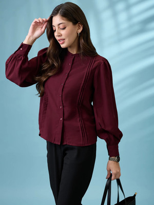 Globus Women Solid Formal Purple Shirt