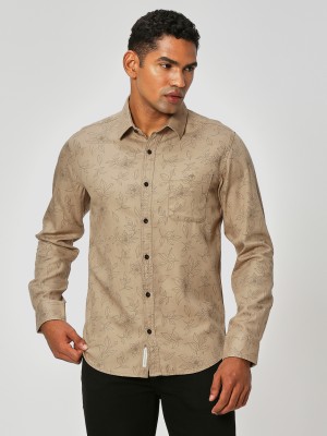 MUFTI Men Solid Casual Khaki Shirt