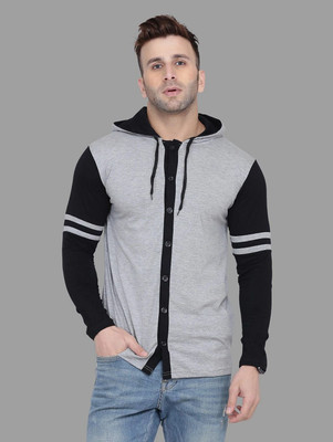 tfurnish Men Solid Casual Black, Grey Shirt