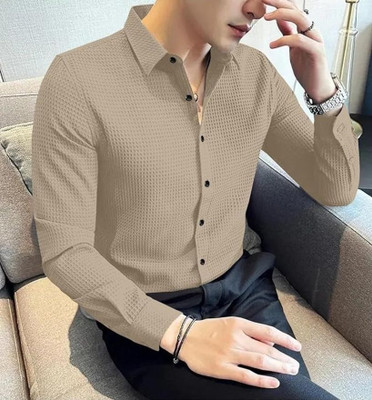 Hityyani Men Self Design Formal White Shirt