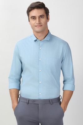 PETER ENGLAND Men Striped Formal Light Blue Shirt