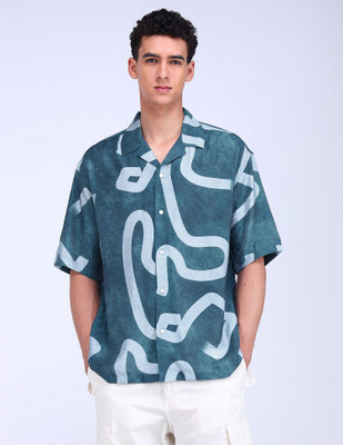 FLYING MACHINE Men Printed Casual Blue Shirt