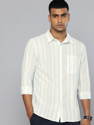 FLYING MACHINE Men Striped Casual White Shirt