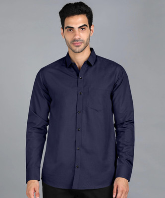 3DTRENDS Men Solid Casual Dark Blue Shirt