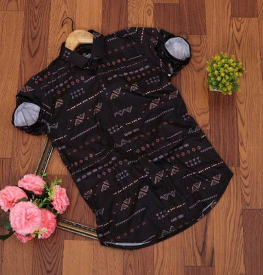 SHFASHION Men Printed Casual Black Shirt
