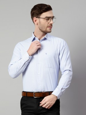 CANTABIL Men Self Design Formal Blue Shirt