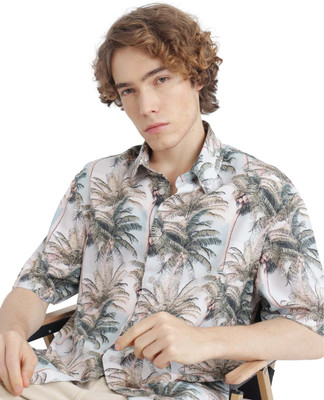 RARE RABBIT Men Printed Casual White Shirt