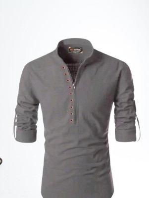 PAVITRAHUB Men Solid Casual Grey Shirt