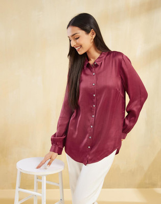 Fabindia Women Printed Casual Purple Shirt