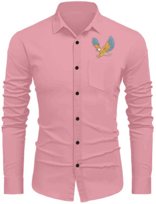 Sanskruti Men Embroidered Casual Pink Shirt