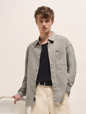 THE BEAR HOUSE Men Solid Casual Grey Shirt